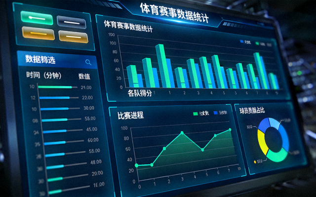 体育数据分析屏幕上展示的统计图表界面