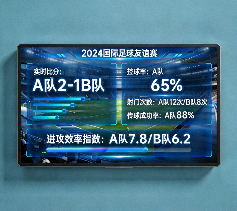 体育数据技术屏幕上显示赛事信息与统计画面